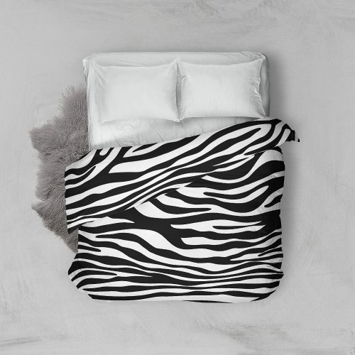 Zebra Print Zebra Stripes Black And White Duvet Cover