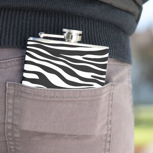 Zebra Print, Zebra Stripes, Black And White Flask (In Situ)