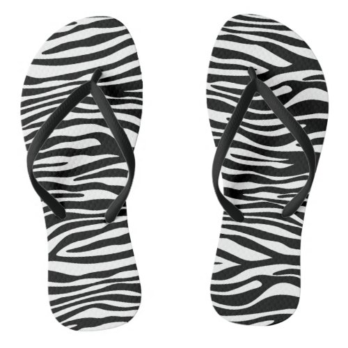 Zebra Print Zebra Stripes Black And White Flip Flops