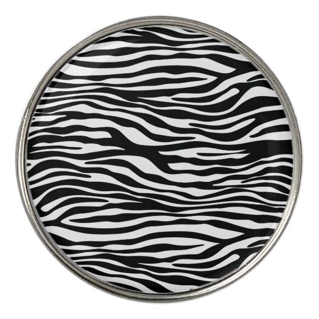 Zebra Print, Zebra Stripes, Black And White Golf Ball Marker (Front)