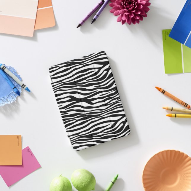 Zebra Print, Zebra Stripes, Black And White iPad Mini Cover (In Situ)