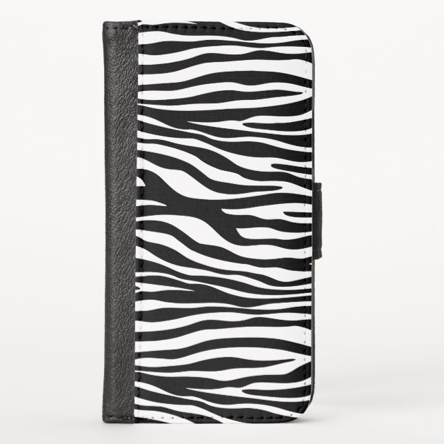 Zebra Print, Zebra Stripes, Black And White iPhone Wallet Case (Front)