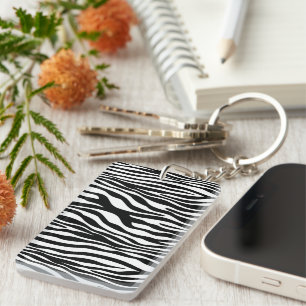 Zebra Print, Zebra Stripes, Black And White Keychain