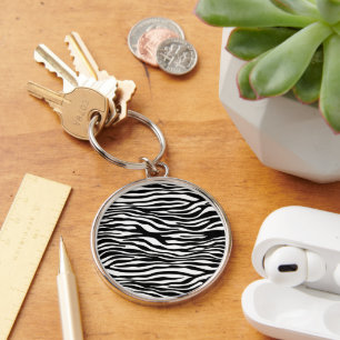 Zebra Print, Zebra Stripes, Black And White Keychain