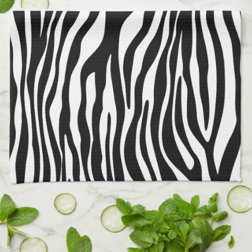 Zebra Print Zebra Stripes Black And White Kitchen Towel