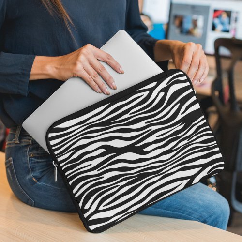 Zebra Print Zebra Stripes Black And White Laptop Sleeve