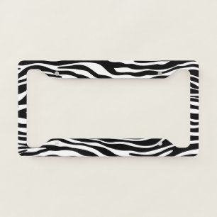 Zebra Print, Zebra Stripes, Black And White License Plate Frame