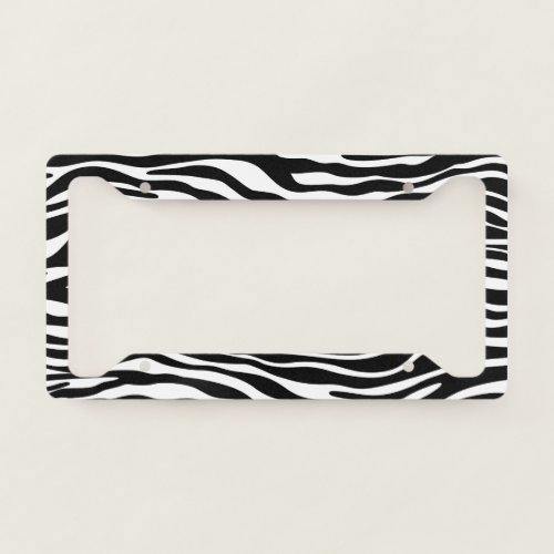 Zebra Print Zebra Stripes Black And White License Plate Frame