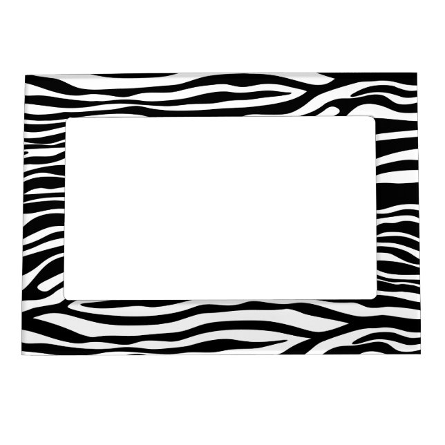 Zebra Print, Zebra Stripes, Black And White Magnetic Frame (Front)