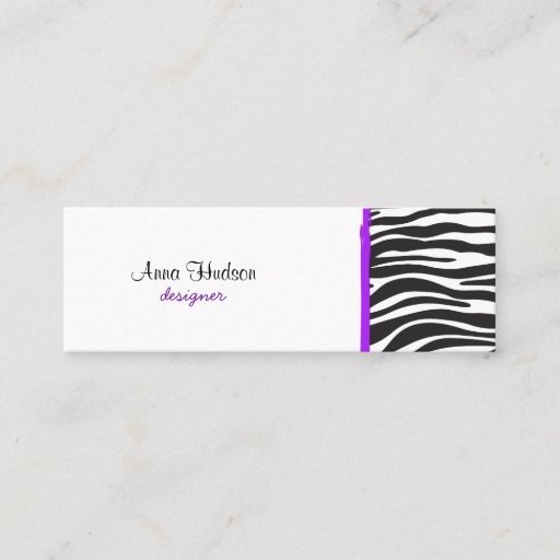 Customizable Animal Print Fur Skin Zebra Black White Purple Business Card Templates