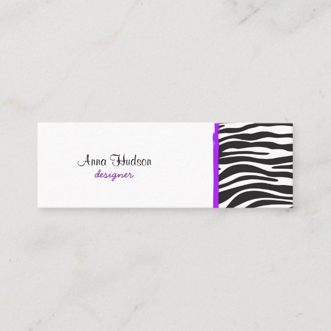 Zebra Print, Zebra Stripes, Black And White Mini Business Card (Front)