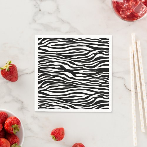 Zebra Print Zebra Stripes Black And White Napkins