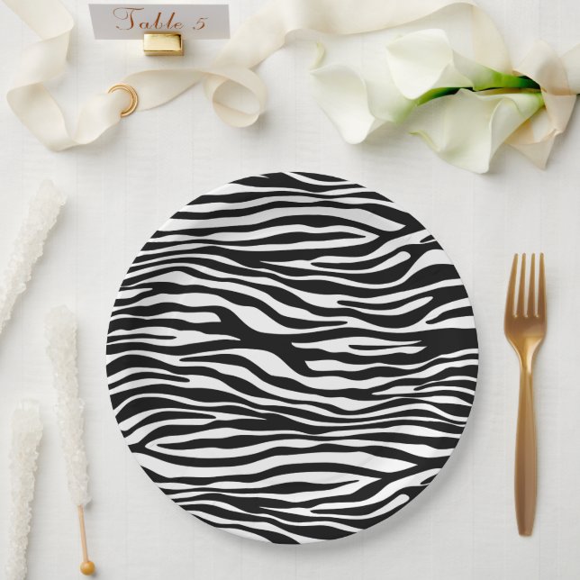 Zebra Print, Zebra Stripes, Black And White Paper Plates (Wedding)