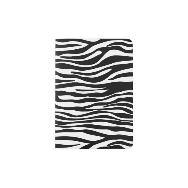 Zebra Print, Zebra Stripes, Black And White Passport Holder (Front)