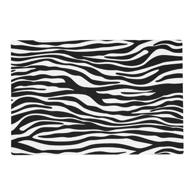 Zebra Print, Zebra Stripes, Black And White Placemat (Front)
