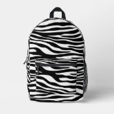Wild Animal Print, Zebra in Black and White Printed Backpack  display picture 1