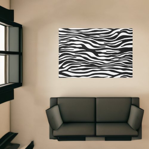 Zebra Print Zebra Stripes Black And White Rug
