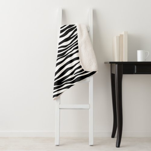 Zebra Print Zebra Stripes Black And White Sherpa Blanket