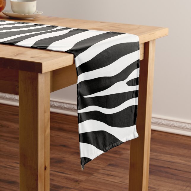Zebra Print, Zebra Stripes, Black And White Short Table Runner (In Situ)