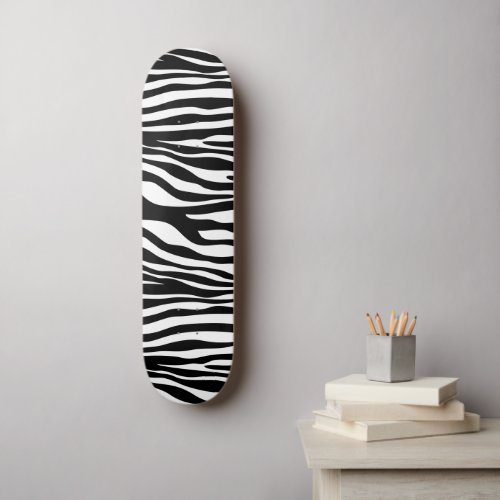 Zebra Print Zebra Stripes Black And White Skateboard