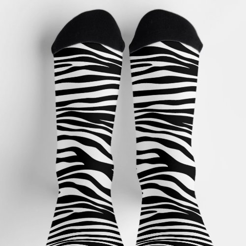 Zebra Print Zebra Stripes Black And White Socks