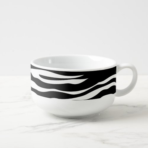 Zebra Print Zebra Stripes Black And White Soup Mug