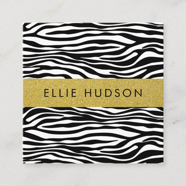 Zebra Print, Zebra Stripes, Black And White Square Business Card (Front)