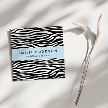 Zebra Print  Zebra Stripes  Black And White Square Business Card by fancybusinesscards at Zazzle