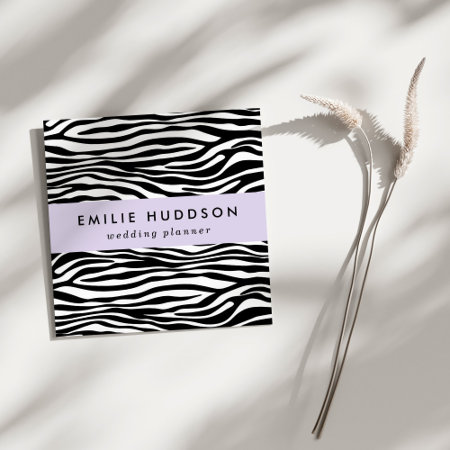 Zebra Print, Zebra Stripes, Black And White Square Business Card