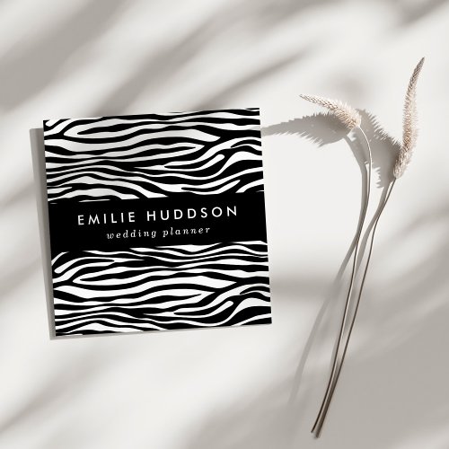 Zebra Print Zebra Stripes Black And White Square Business Card