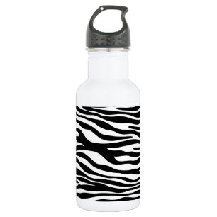 Zebra Print, Zebra Stripes, Black And White Stainless Steel Water Bottle