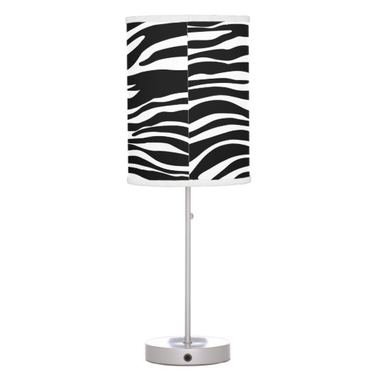 Zebra Print, Zebra Stripes, Black And White Table Lamp (Back)