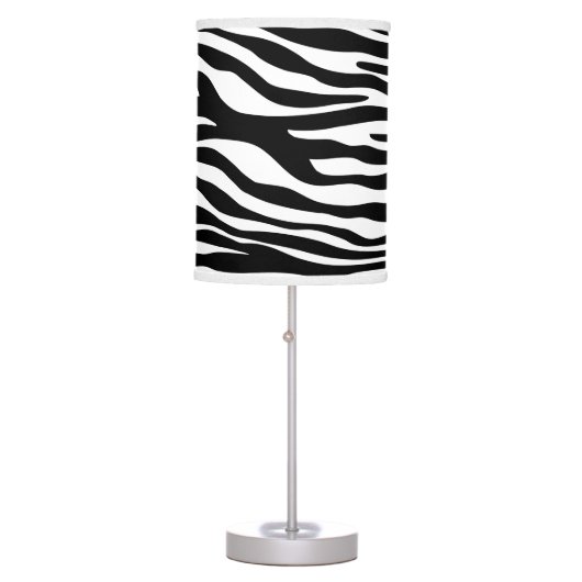 Zebra Print, Zebra Stripes, Black And White Table Lamp (Front)