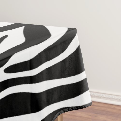 Zebra Print Zebra Stripes Black And White Tablecloth