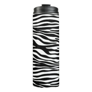 Zebra Print, Zebra Stripes, Black And White Thermal Tumbler