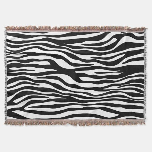 Zebra Print Zebra Stripes Black And White Throw Blanket