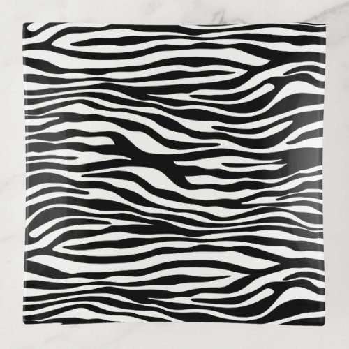 Zebra Print Zebra Stripes Black And White Trinket Tray