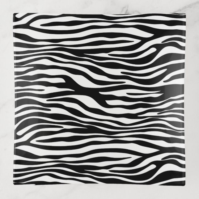 Zebra Print, Zebra Stripes, Black And White Trinket Tray (Front)