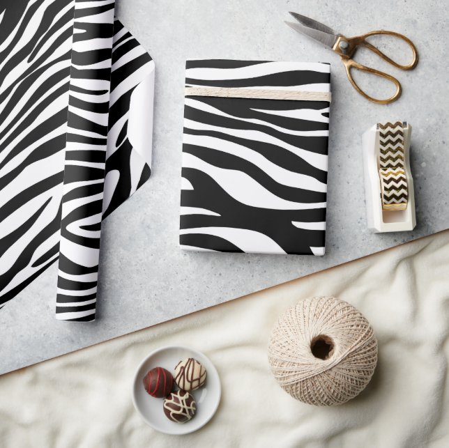 Zebra Print, Zebra Stripes, Black And White Wrapping Paper (Crafts)