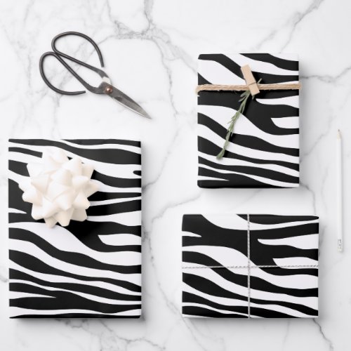 Zebra Print Zebra Stripes Black And White Wrapping Paper Sheets