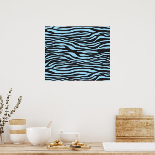 Zebra Print Zebra Stripes Blue Zebra Jungle Poster