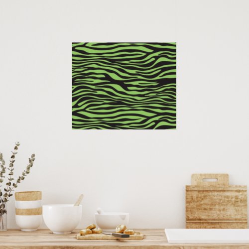 Zebra Print Zebra Stripes Green Zebra Poster