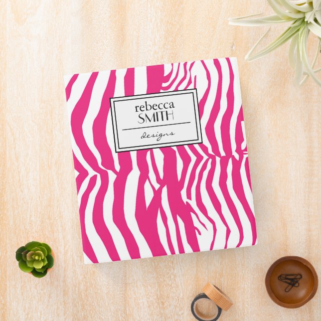 Zebra Print, Zebra Stripes, Pink Zebra, Jungle Binder (In Situ)