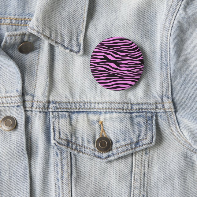 Zebra Print, Zebra Stripes, Pink Zebra, Jungle Button (In Situ)