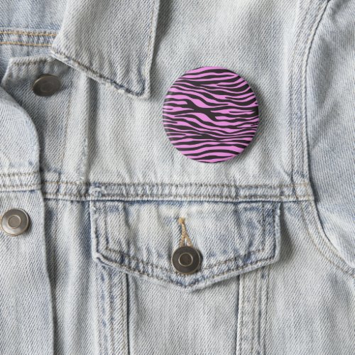 Zebra Print Zebra Stripes Pink Zebra Jungle Button