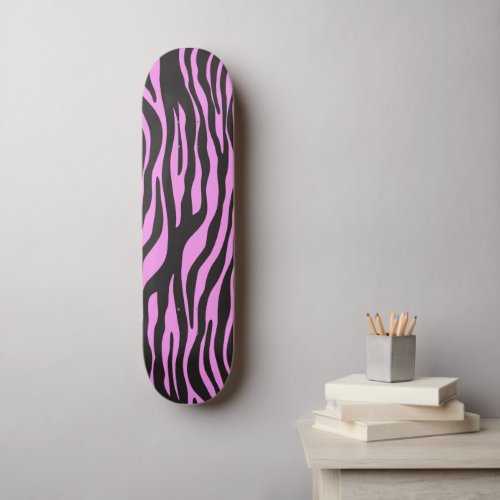 Zebra Print Zebra Stripes Pink Zebra Jungle Skateboard Deck