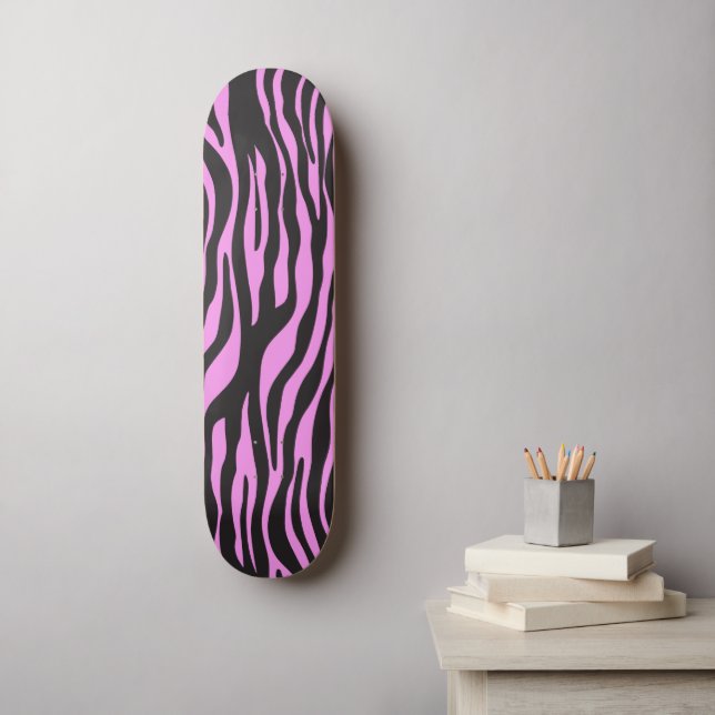 Zebra Print, Zebra Stripes, Pink Zebra, Jungle Skateboard Deck (Wall Art)