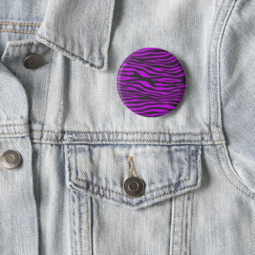 Zebra Print Zebra Stripes Purple Zebra Jungle Button