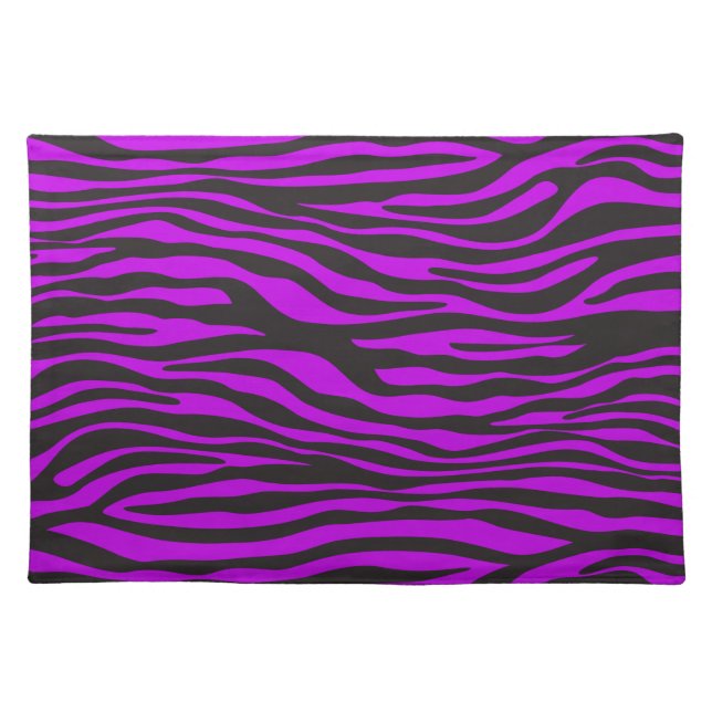 Zebra Print, Zebra Stripes, Purple Zebra, Jungle Cloth Placemat (Front)