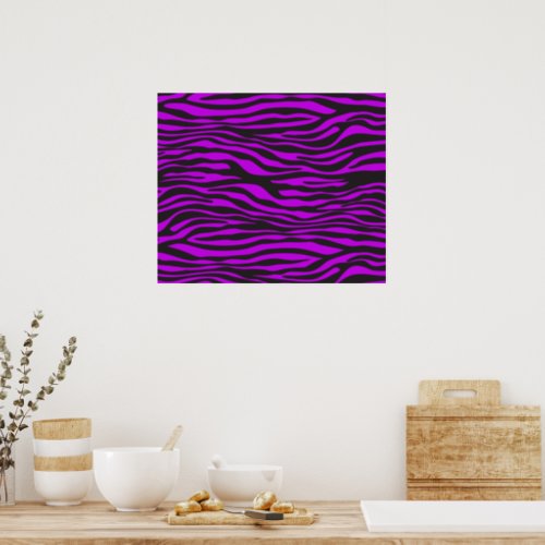 Zebra Print Zebra Stripes Purple Zebra Jungle Poster